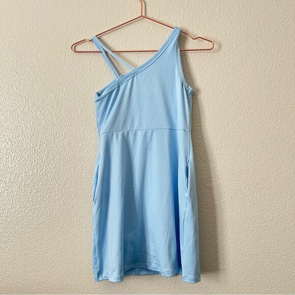 All In Motion Girls Asymmetrical Strap Active Dress Light Blue Built in Shorts - Picture 6 of 9